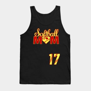 Softball Mom #17 Softball Jersey Favorite Player Biggest Fan Heart Seventeen Tank Top